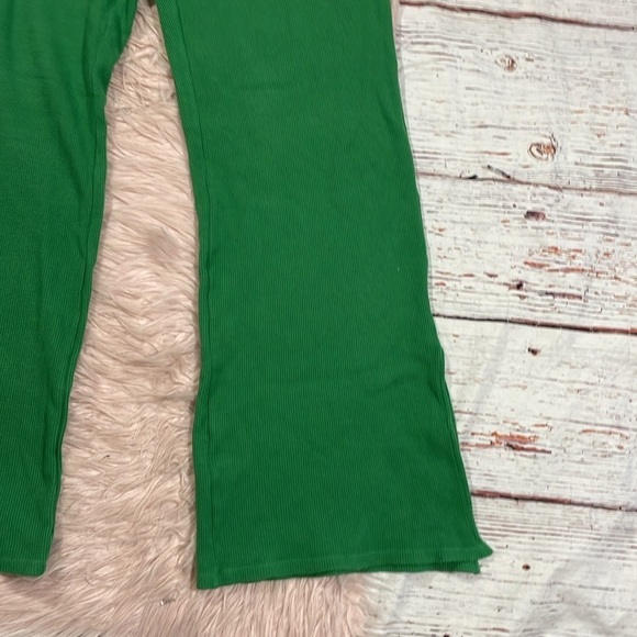 NWT Monrow Thermal Wide Leg Slit Side Pants Clover - Picture 7 of 9